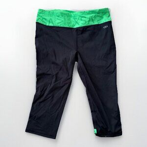 NEW Victorias Secret VSX Sport Knockout Capri Crop Black Green Medium Mid Rise